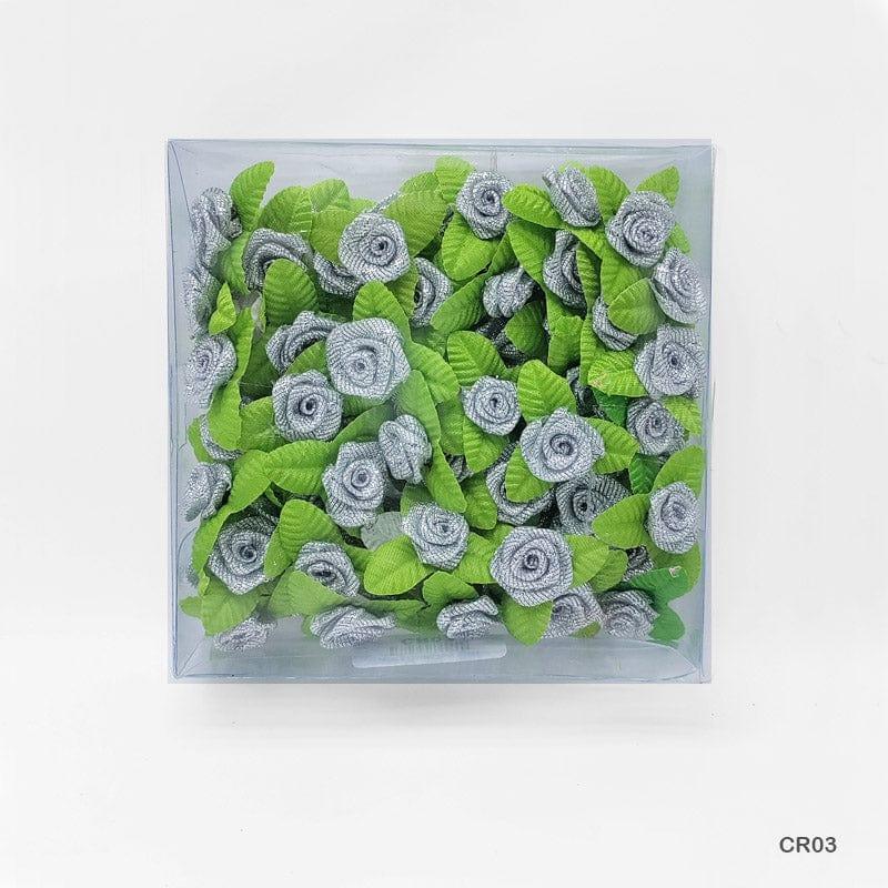 MG Traders artificial flower Satin Cloth Flower 72Pc Silver (Cr03)