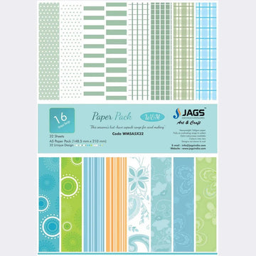 jags-mumbai Designed Paper Scrapbooking paper packs ,printed greeting papers of Paper Jags A5 W&M -16D WMSA5X32