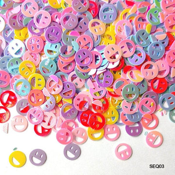 MG Traders Sequin Sequins 1Kg Seq03 Multi Smile 6Mm