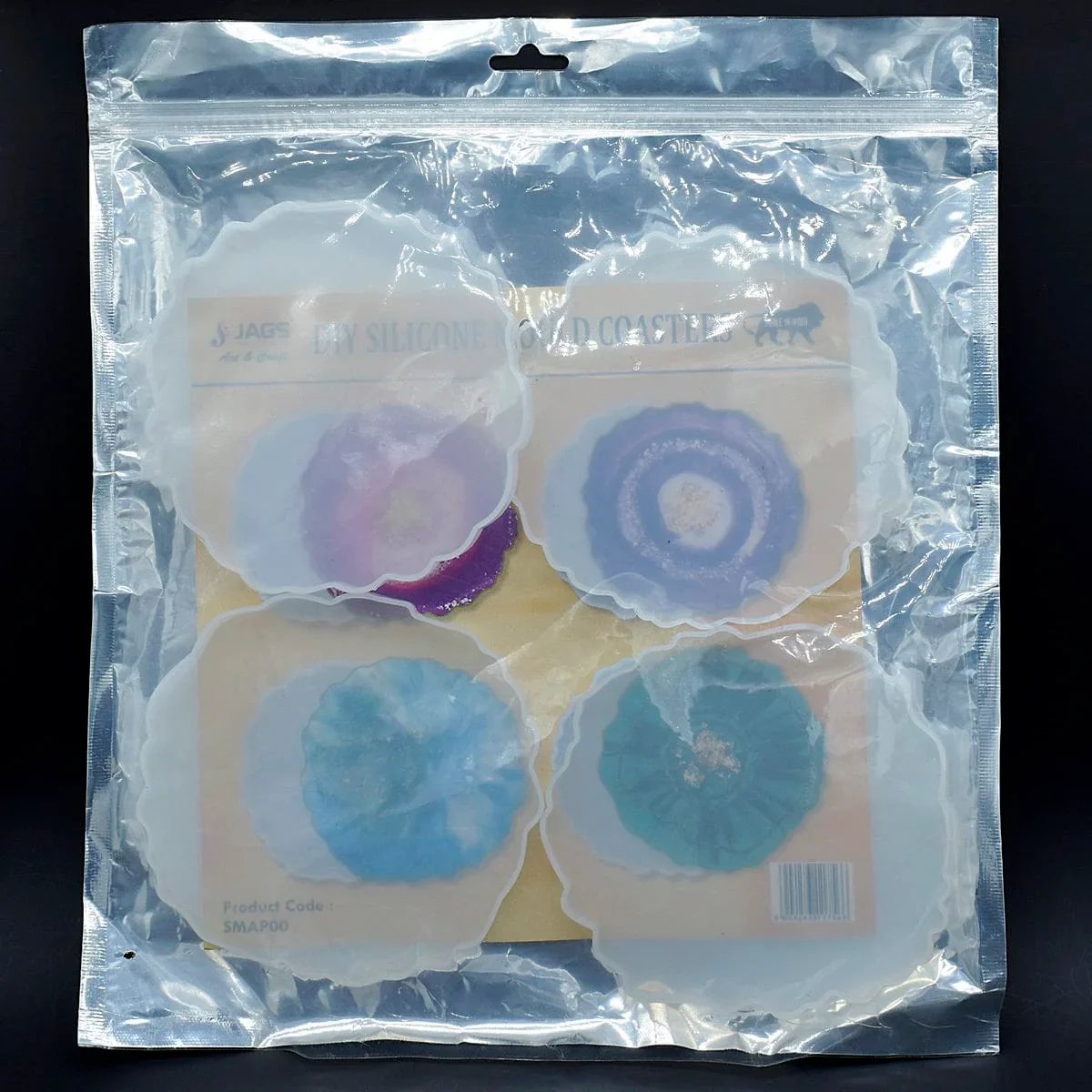 jags-mumbai Mould Silicone Mould Agate Plate Design 4pcs SMAP00