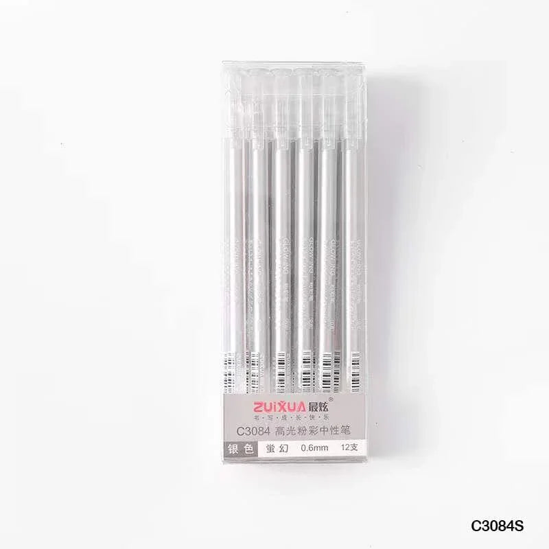 MG Traders Pen C3084S Silver Pen 0.6Mm 12Pcs
